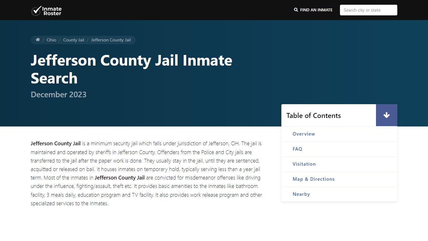 Inmate Search | Jefferson County Jail - Steubenville, OH